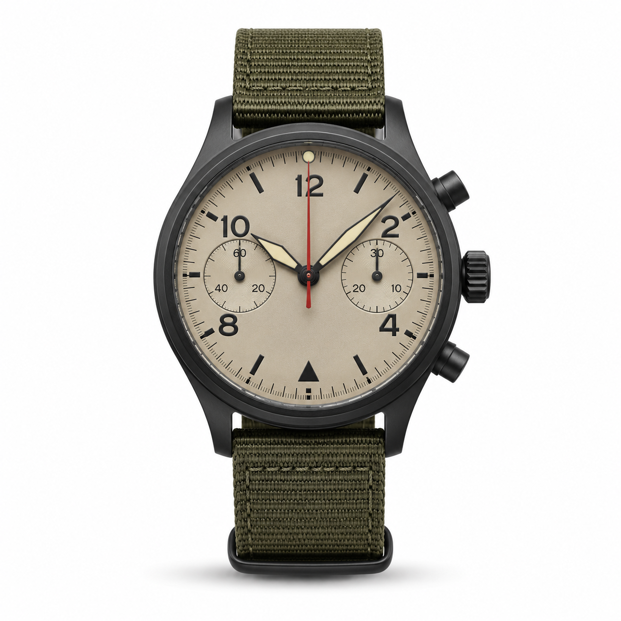 Militär-Chronograph mit beigem Zifferblatt